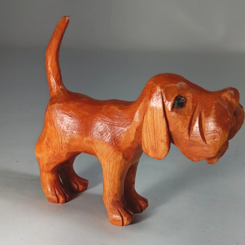 Handcrafted Wooden Hound Dog - Signed